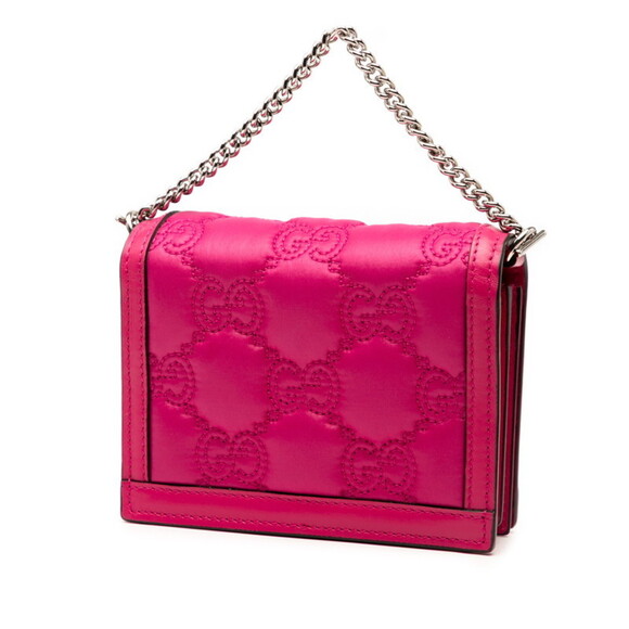 GUCCI Authentic Pink Leather GG Marmont Shoulder Bag - Picture 2 of 6